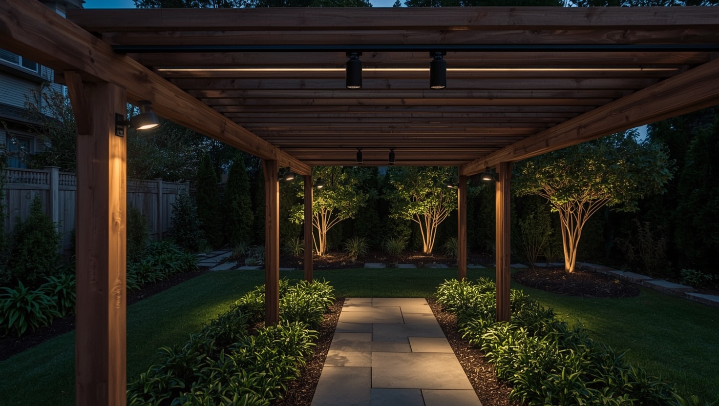 moderne Gartenbeleuchtung mit LED und Schienensystemen